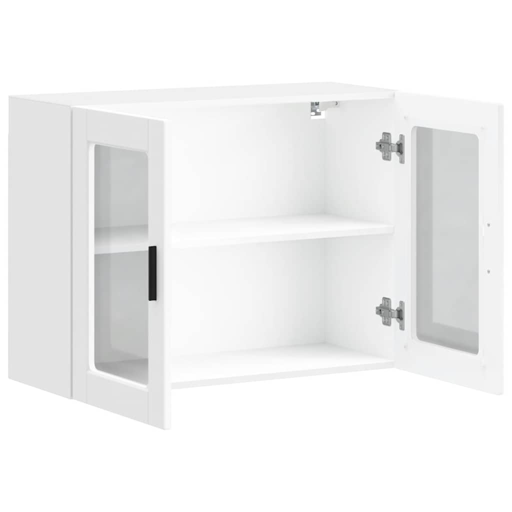 White Kitchen Wall Cabinet with Glass Door Porto Series
