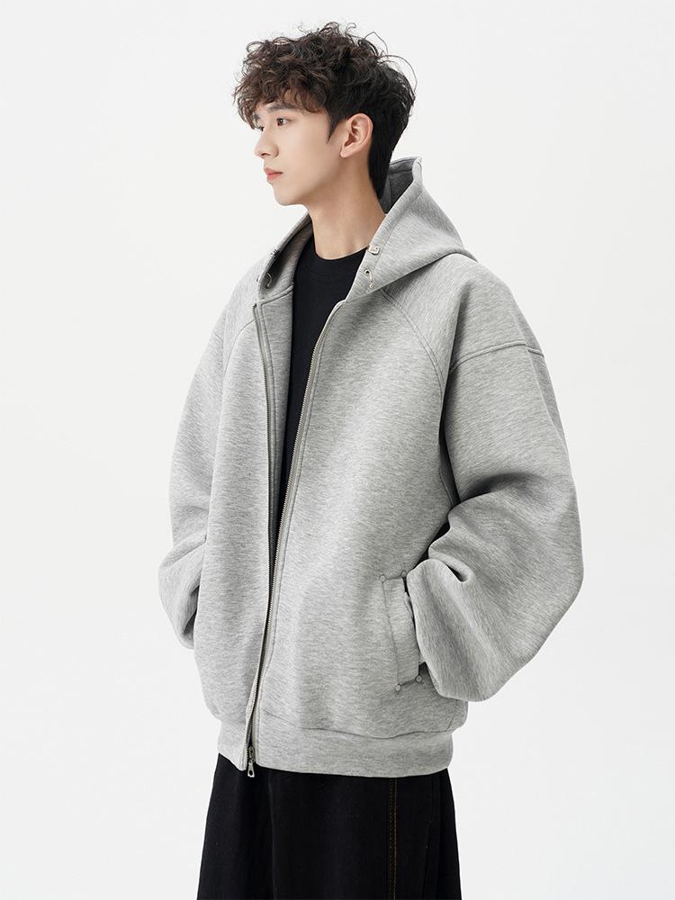 2025 Autumn American Style Oversized Men's Cleanfit Cardigan Hoodie Jacket