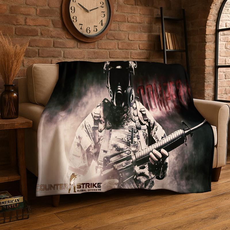 

Counter Strike CS GO Game Gamer Flannel Blanket Soft Warm Throw Blanket for Bedroom Living Room Bed Travel Camping Picnic Gift 75x90cm