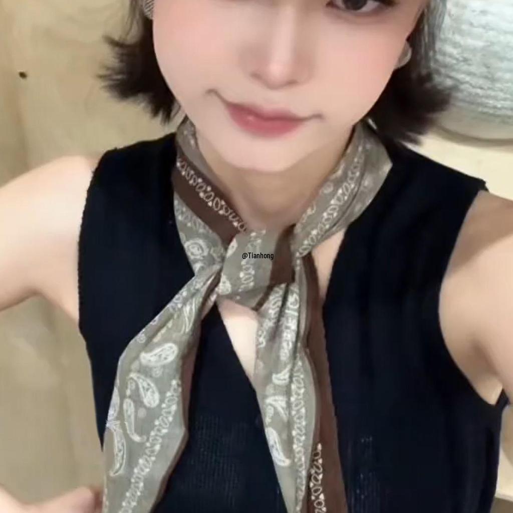 Retro Brauner Paisley Seidenschal - 2025 Vielseitiges Modeaccessoire für Frauen