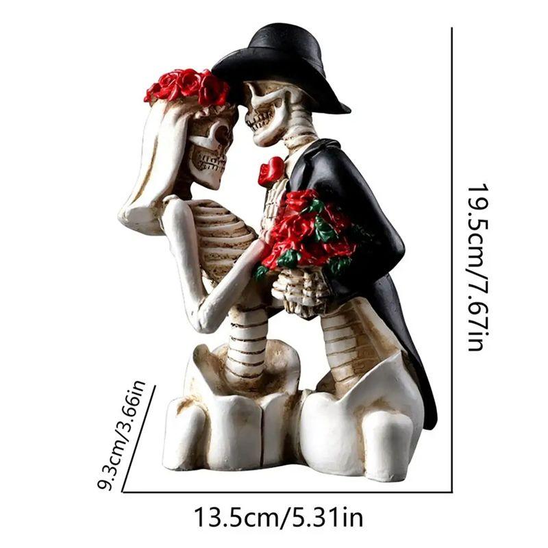 M-Modern-Resin Skeleton Figurine Halloween Decoration Gothic Lovers Romantic Bride & Groom Figurine Wedding Statue Gifts