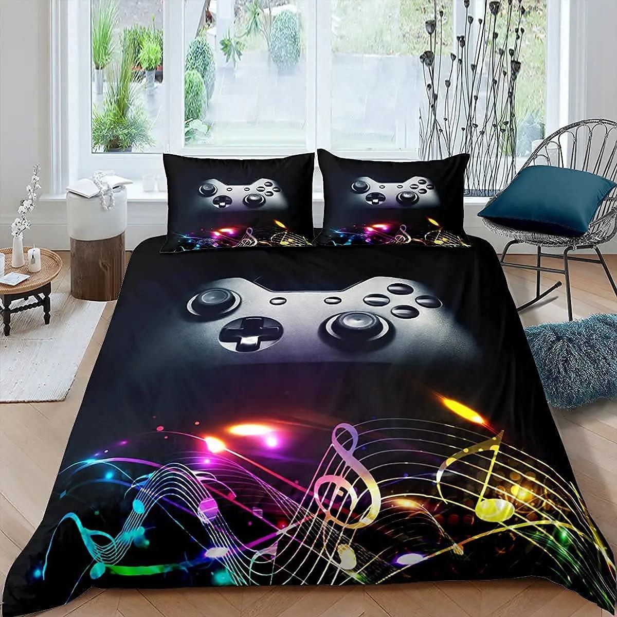 

Ігровий набір постільної білизни Game Bed Cover 135 для дорослих, дітей, м’яка мікрофібра, сучасний геймпад, декоративна підковдра з наволочкою 70x133cm 2pcs