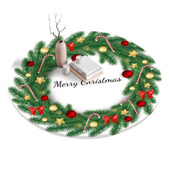 Fitted Christmas Round Tablecloth Holiday Snowflakes Table Cover with Elastic Edge Water-Resistant Christmas Tree Table Cover for Round Tables Dinner