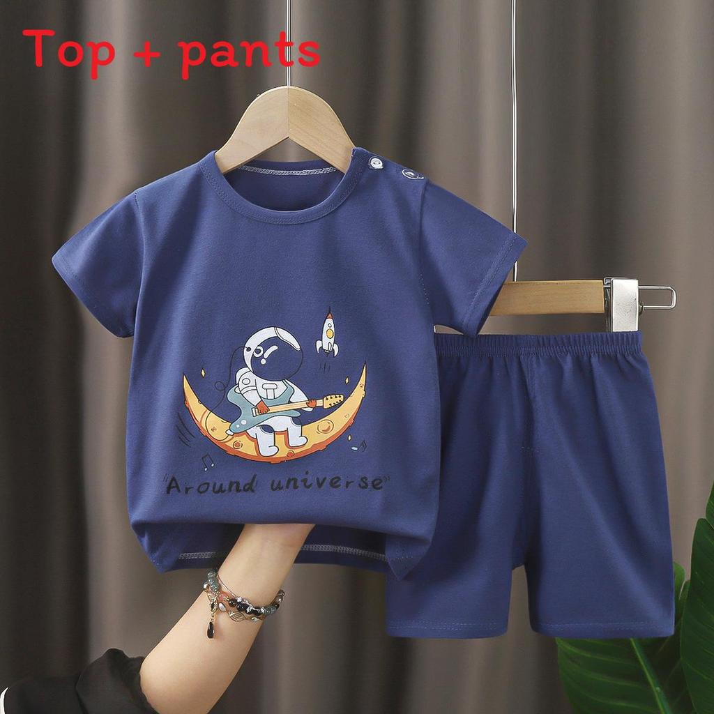 Baby Cotton T Shirt And Shorts Set With Animal Prints For Summer Toddler Wear