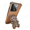 FLYKYLIN Coque de téléphone mignonne avec support ours plaqué pour Xiaomi Redmi 15C 14C 13 13C Housse transparente avec support