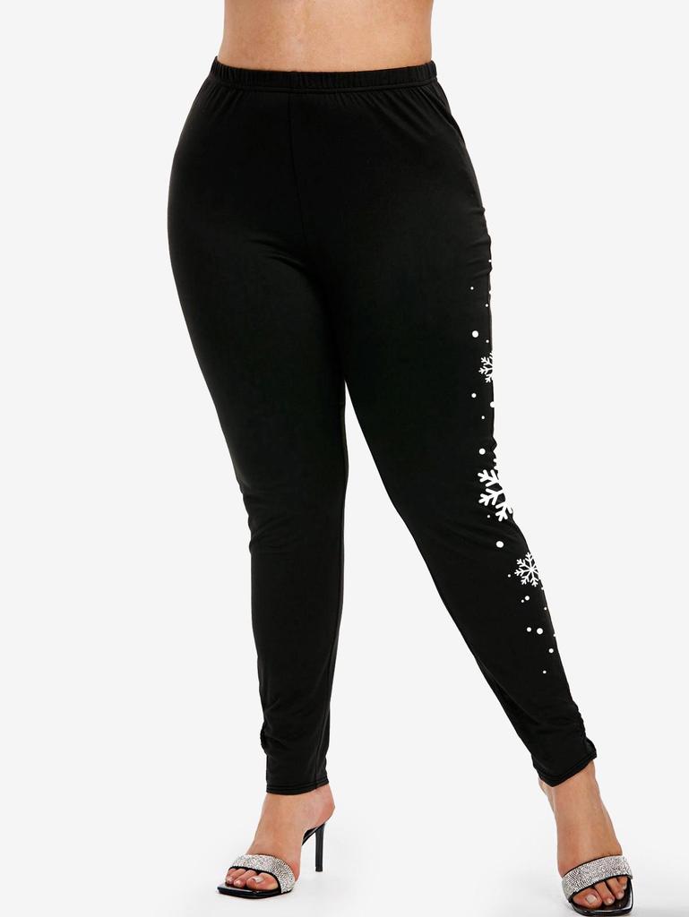 Rosegal Plus Size Christmas Snowflake Print Leggings