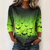 Women Loose Fit Casual 3/4 Sleeve Top Halloween Print Comfortable Pullover Lightweight Blouse for Everyday Wear