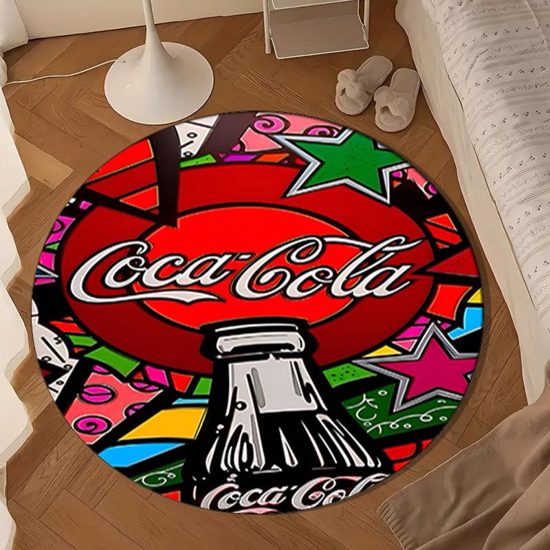 Coca-Cola Artwork Design Runde Matte Heimdekoration, Stuhlmatte Für Wohnzimmer, Schlafzimmer, Fußmatte Heimdekoration Geburtstagsgeschenk Weihnachtsgeschenke