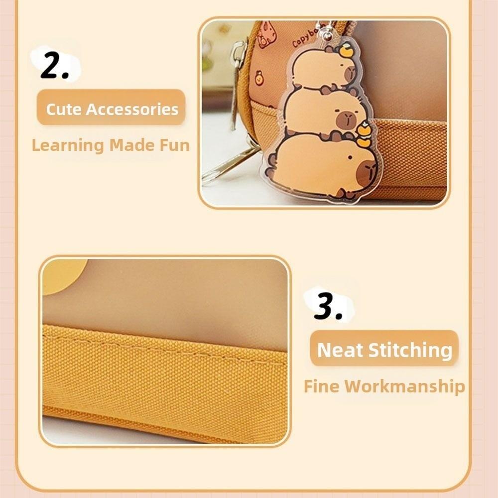 Cartoon Capibara Pencil Case Multi-layer Stationery Bag Kawaii Pencil Pouch School Supplies