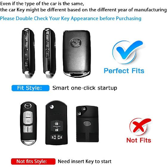 QBUC For Mazda Key Fob Cover,TPU Protector Key Holder With Keychain For - Mazda 3,For Mazda 3 Hatchback,For - Mazda CX-5,CX-30,CX-9,CX-12 3-4-Buttons