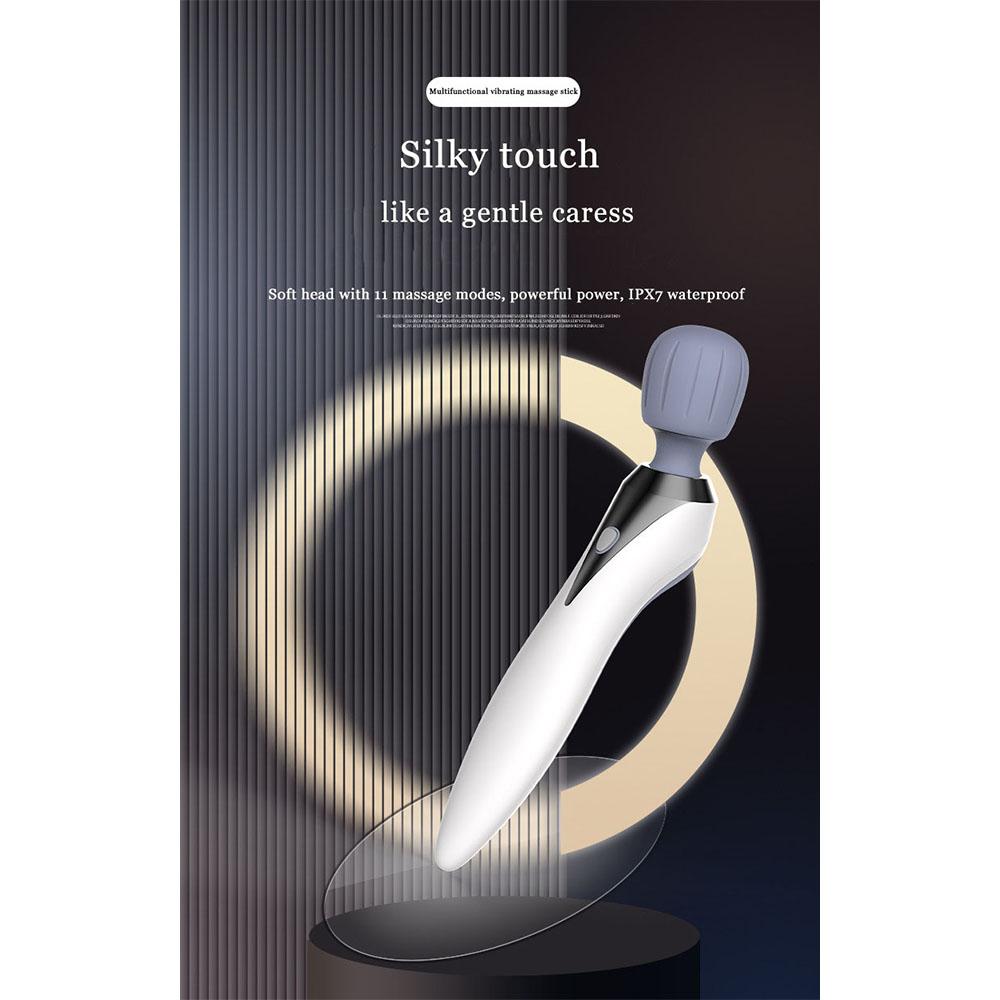 High Frequency Vibration Massage Stick 11 Modes Deep Tissue Rechargeable USB Fast Charge IPX7 Waterproof Portable Silicone Heads