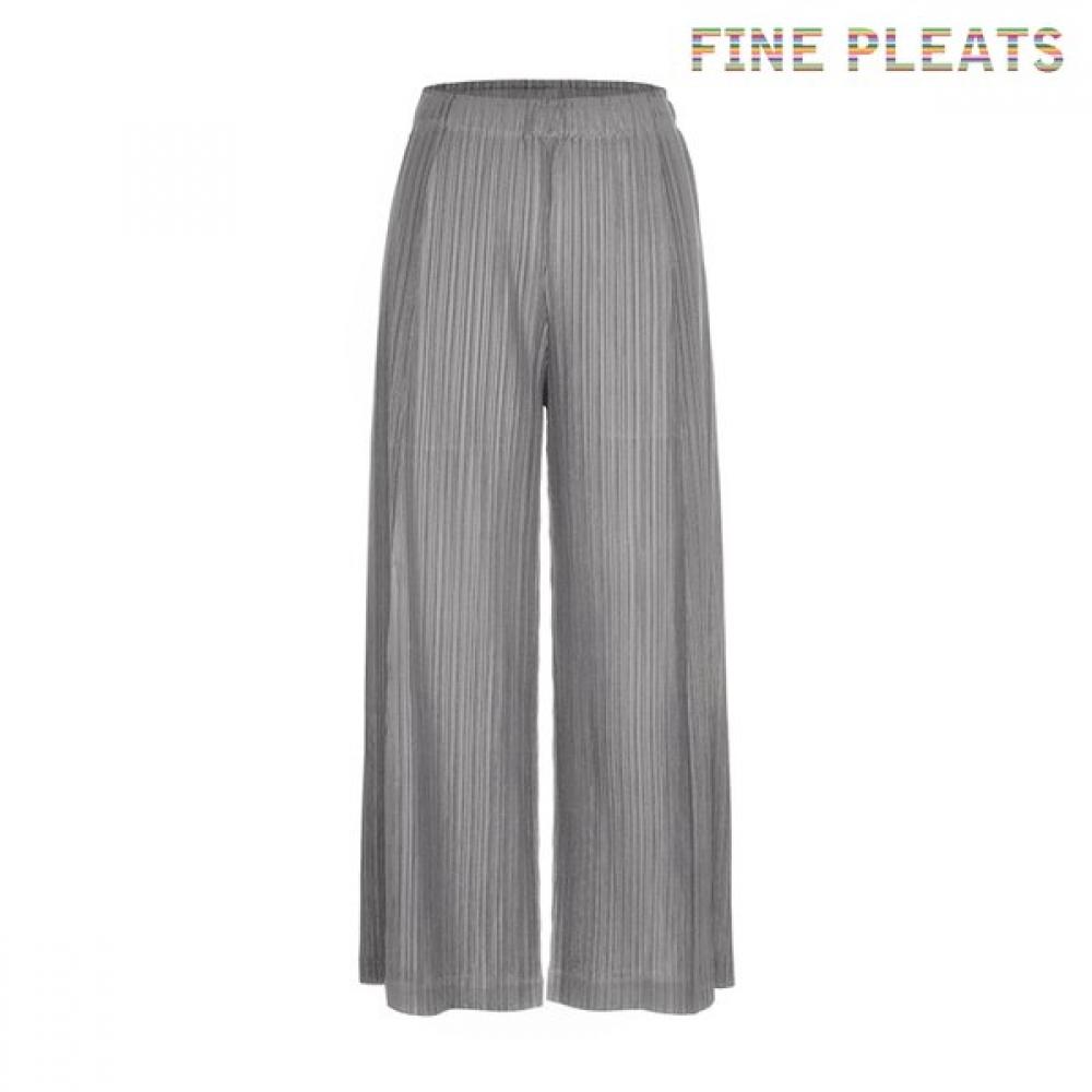 Fine Pleats Basic Pants Gray FREE