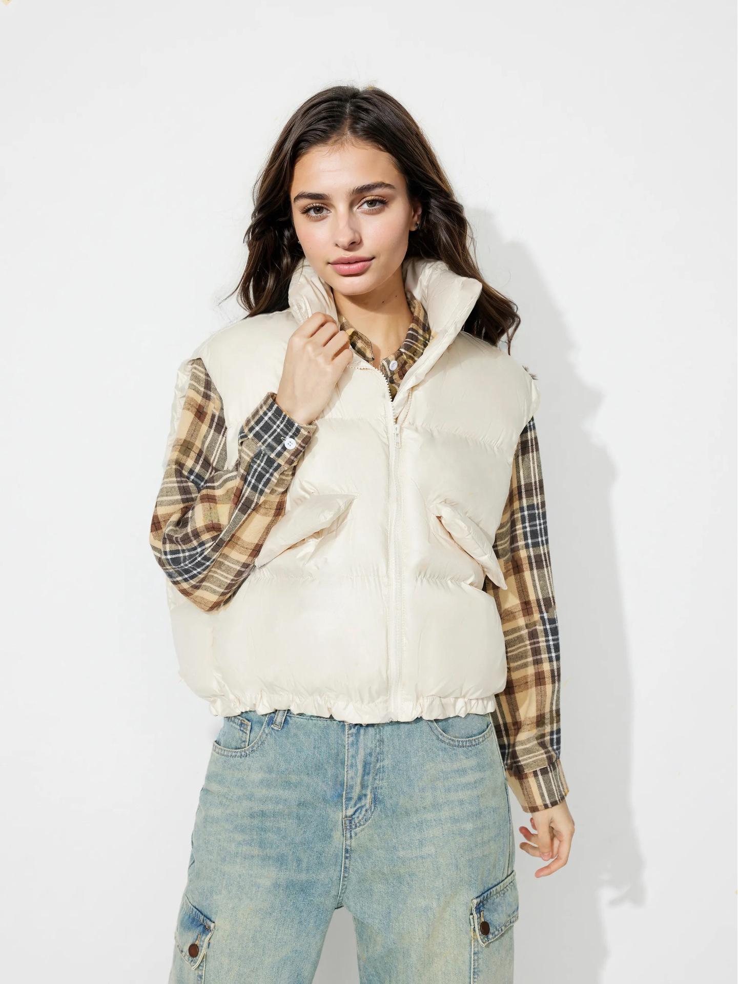 

In Stock: Trendy European & American Women’s Autumn/Winter Cotton Vest Extra Large абрикосовый