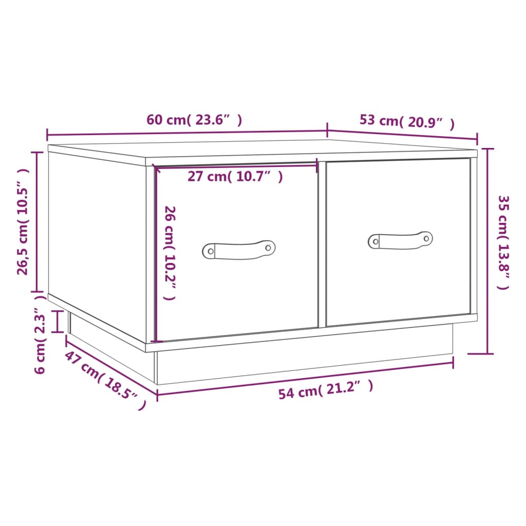 Coffee Table Honey Brown 60 x 53 x 35 cm Solid Pine Wood