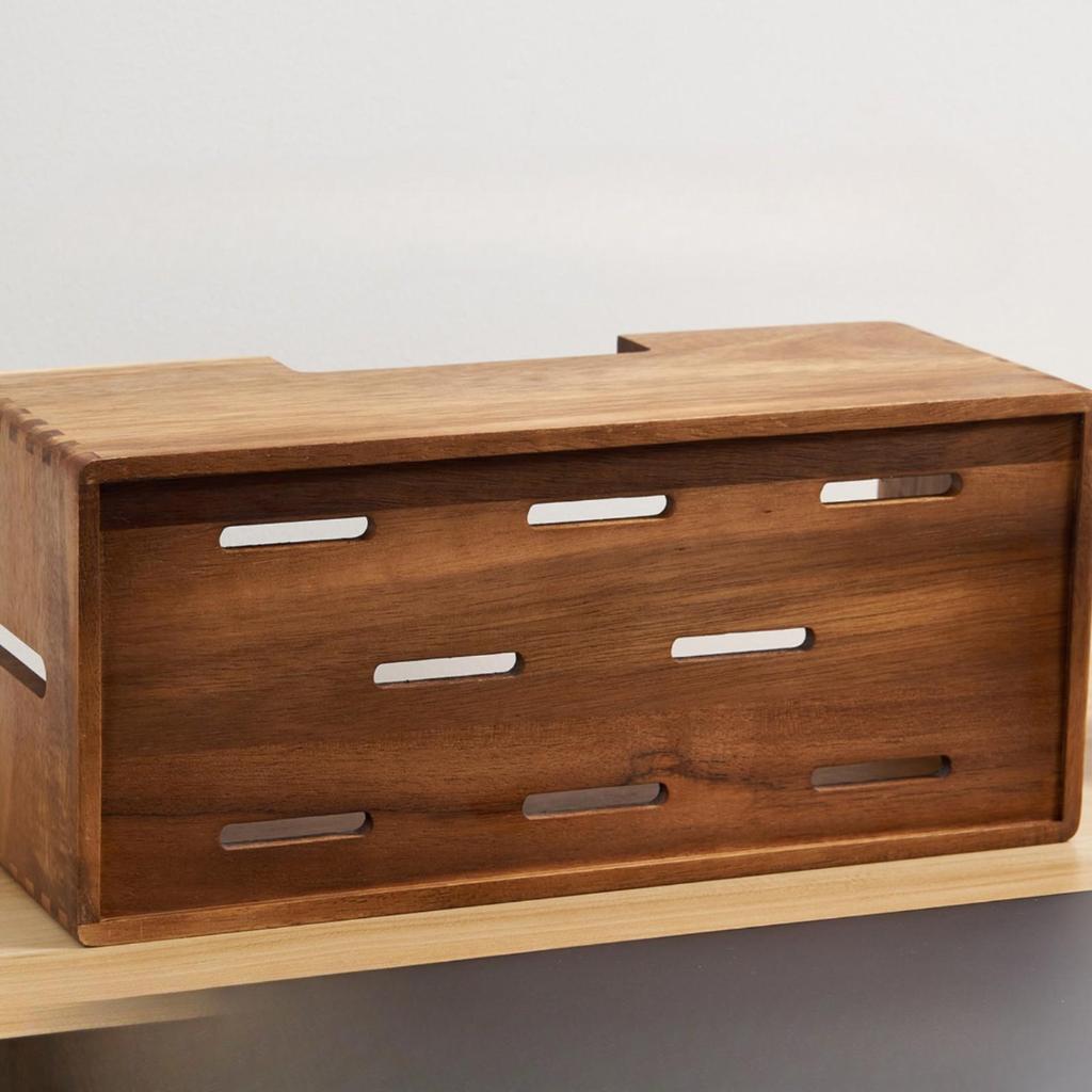 Cable Management Box Wooden Wood Sturdy for Nightstand