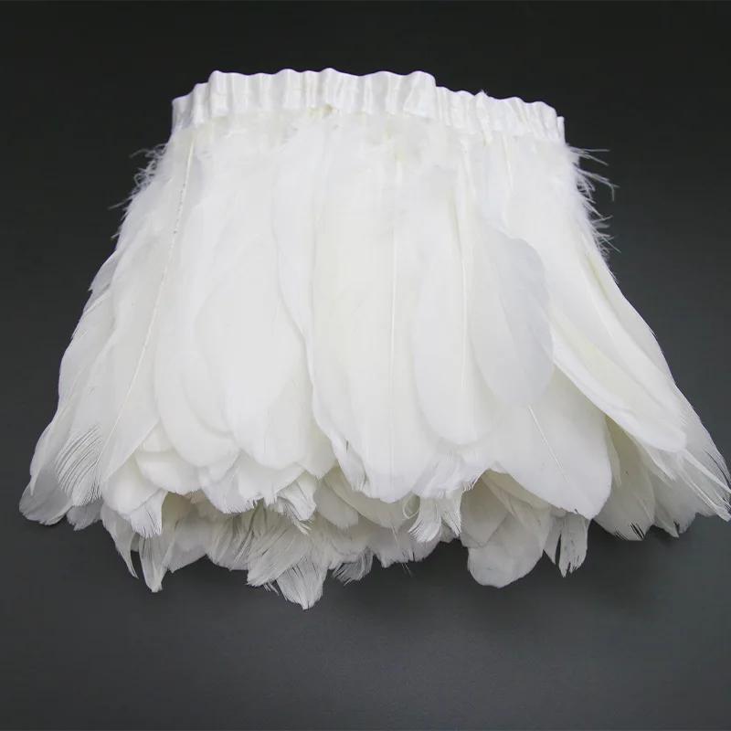 2 Meter Colorful Shred Goose Feathers Tape Tassel 15cm Fringe Trim Ribbon Geese Feather DIY Clothe Flecos Sewing Trimming Decor