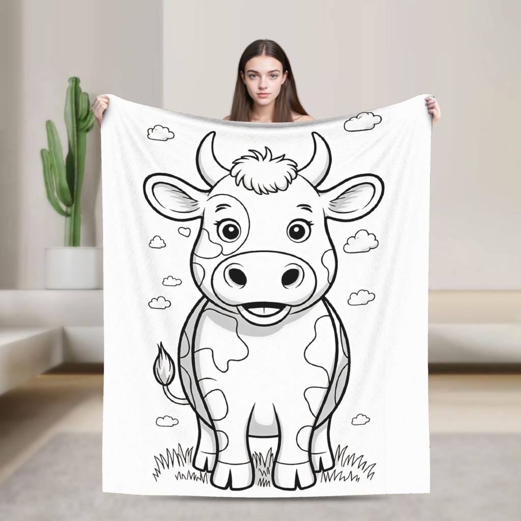 Super Soft Blanket Plane Travel Classic Black And White Cow Spot Throw Blanket Novelty Bedspread For Couch Bed