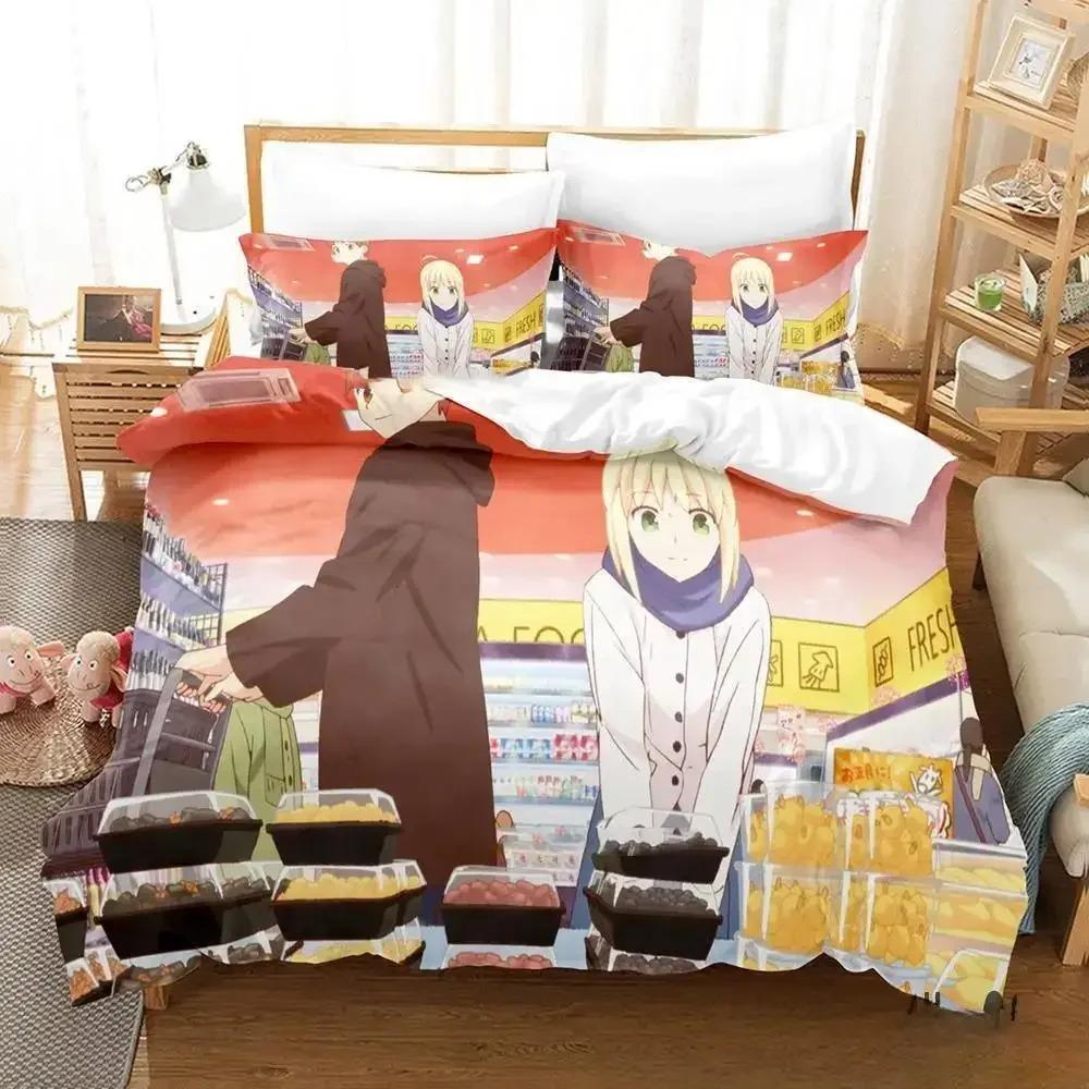 Anime Todays Menu for the Emiya Family Saber Bedding Set,Duvet Cover Bed Set Quilt Cover,King Queen Twin Size Boys Girls Adults Tool