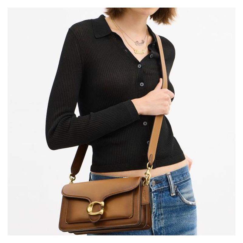 Coach Tabby 26 Classic Logo Decoration Calf Leather Shoulder Handbag Medium Women's Honey Brown