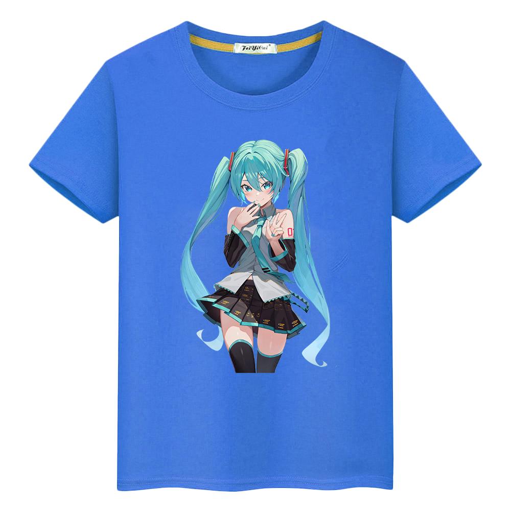 Tričko pro děti kluky 10 let potisk Hatsune Miku kawaii 100% bavlna anime krátké tričko pride y2k oblečení pro batolata a dívky dětské oblečení