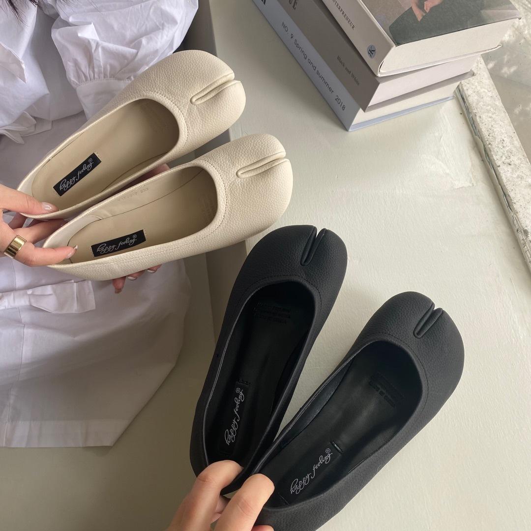 

Нишевые туфли-дуду на плоской подошве, женская обувь, новые туфли-лодочки с мелким вырезом, туфли с раздвоенным носком в виде подковы, туфли с носком в виде свиного копытца 38