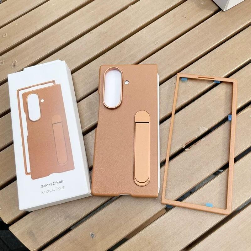 

Деловой кожаный чехол-подставка для телефона Samsung Z Fold 7 6 5 4 3, тонкий, противоударный, с защитой экрана, задняя крышка, бампер Galaxy Z Fold3 5G коричневый