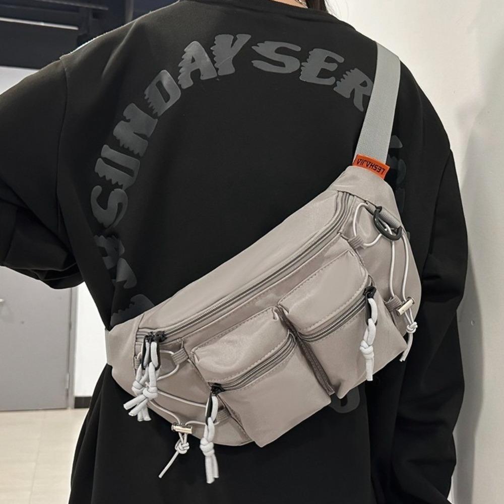 Große Kapazität Multi-Taschen Brusttasche Y2k Sport Bauchtasche Einfache Herren Hüfttasche Motorrad