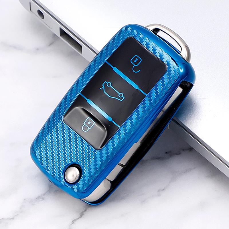Carbon Fiber Key Fob Cover for Volkswagen Polo, Lavida, Sagitar, Tiguan, Weiling