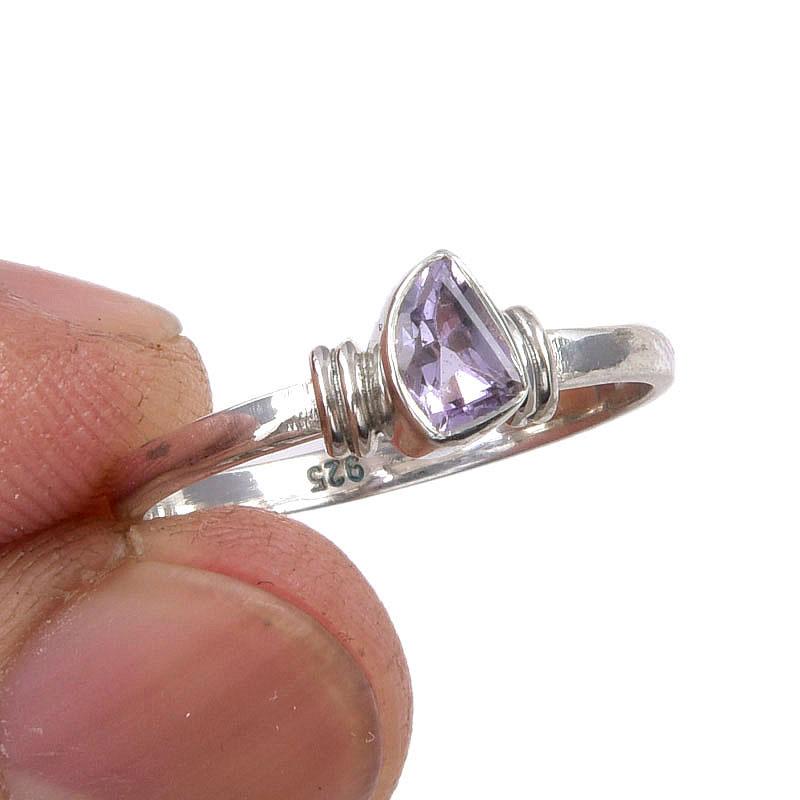 

Natural Pink Amethyst Gemstone Handmade 925 Sterling Silver Gift Ring S.7 c5s71