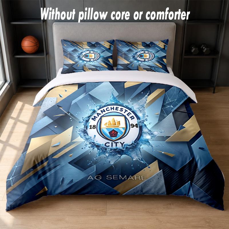Ensemble de literie Manchester City 1 housse de couette + 2 taies d'oreiller Linge de lit doux et respirant pour la maison