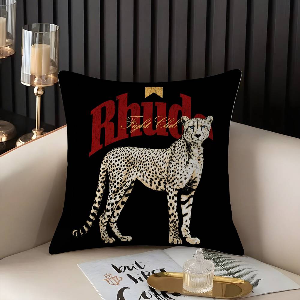 Fashion Brand R_RHUDEs Pillow Case Home Dorm Chair Back Short Plush Double-sided Printing Office Nap Time Cushion Cover