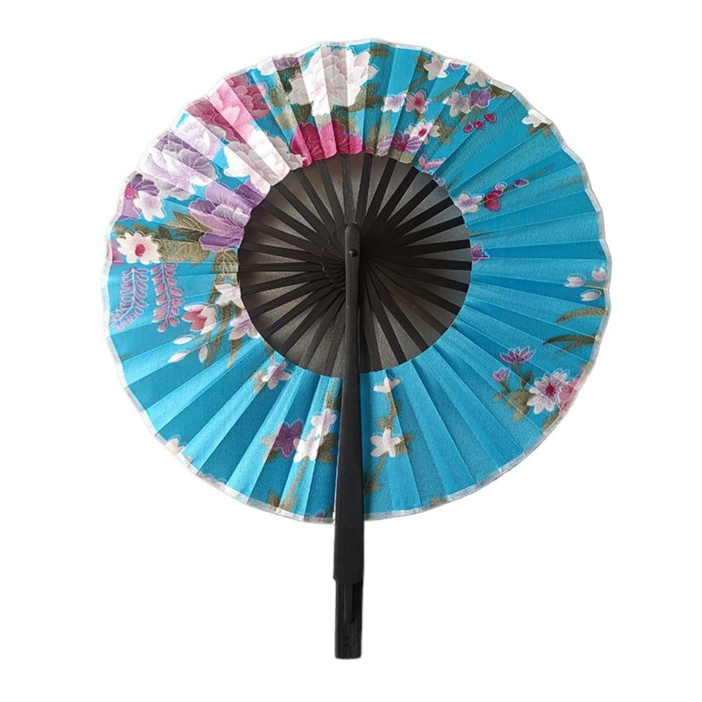 

Цветочные узоры Круглый складной веер Вращающийся ручной веер Веер для древних танцев Реквизит для фотосъемки Style 12