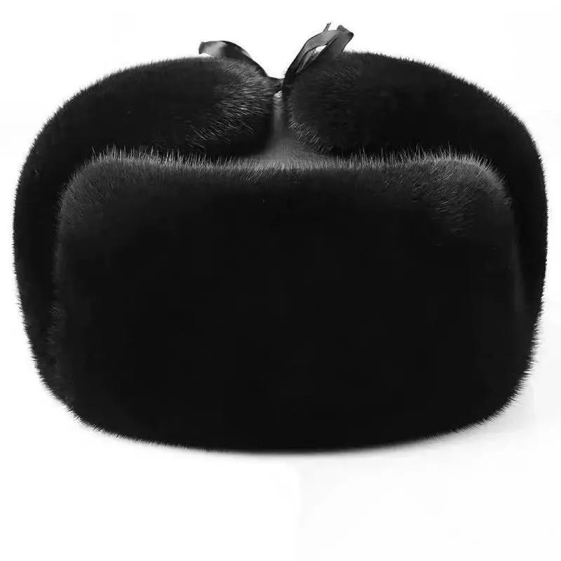 WTEMPO Winter Ear Protection Color Matching Faux Fur Bomber Hats Men's Thick Warm Plush Windproof Cold-proof Hats