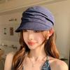 Spring and Summer Thin Equestrian Hat Type Niche Linen Fabric Pleated Thin Newsboy Hat Children's Leisure Travel Hat