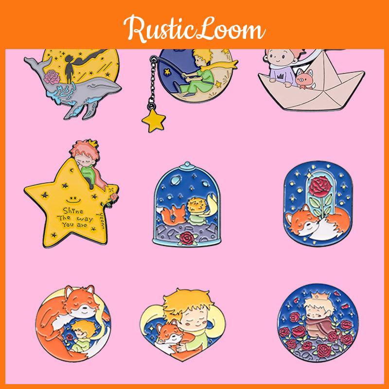 Metal Charming Cartoon Badge Set Featuring The Little Prince Creative Collection Brooch
