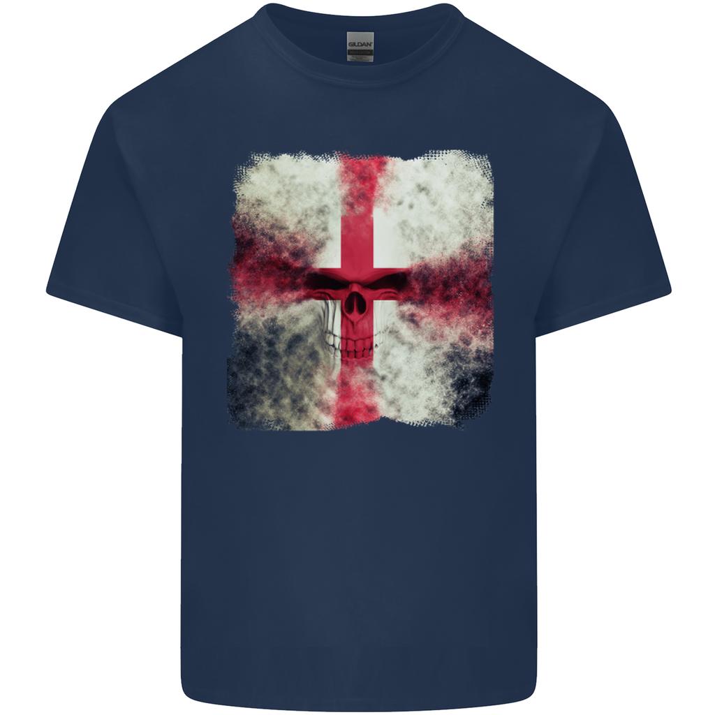 Dissolving England Flag St Georges Skull Unisexs Light Cotton Tshirt