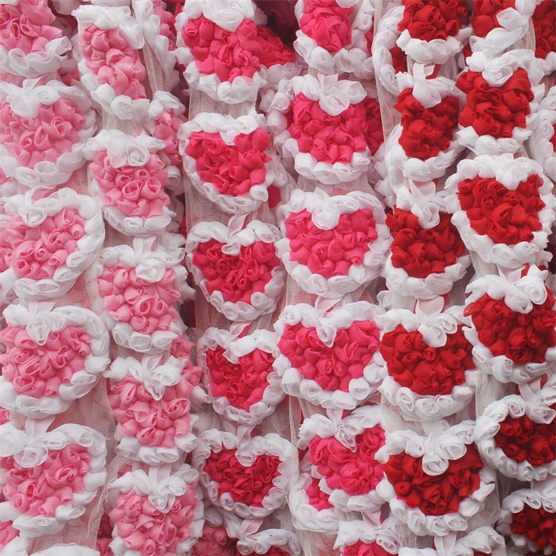20 Stück Große Chiffon-Rosen-Herz-Aufnäher für DIY Baby Mädchen Kleidung Kleid Strampler Hemden Nähdekorationen Haarschleifen-Zubehör