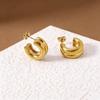 French Retro Stainless Steel Double Hoop Earrings - Colorfast & Versatile for Everyday Wear