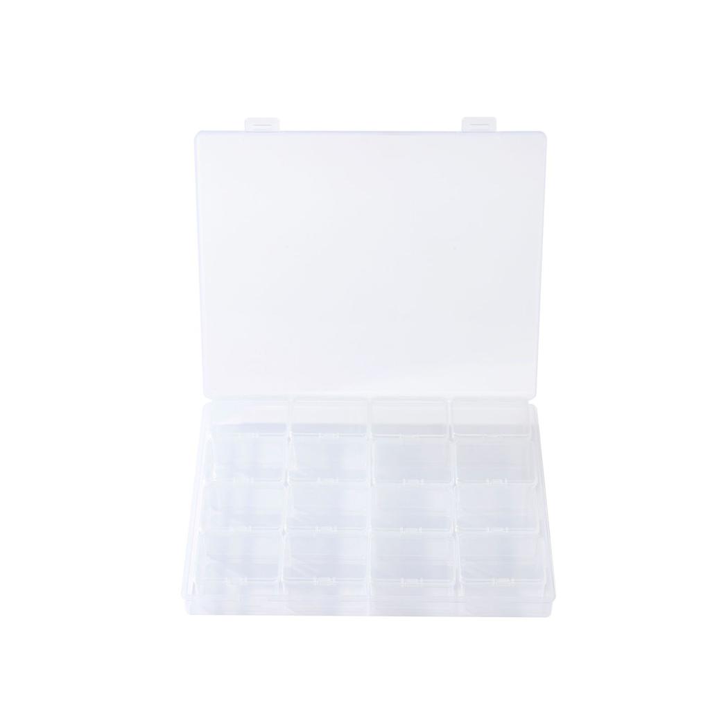 4 Rows Of 16-Grid Boxes, Desktop Transparent Finishing Box, Nail Art Jewelry Anti-Oxidation Plastic Sealing Box, Separate Packaging Box