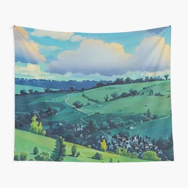 Anime Scenery Tapestry Japanese Mountain with Cherry Blossom Tapestries Sakura Village Wall Tapestry for Bedroom Aesthetic Decor