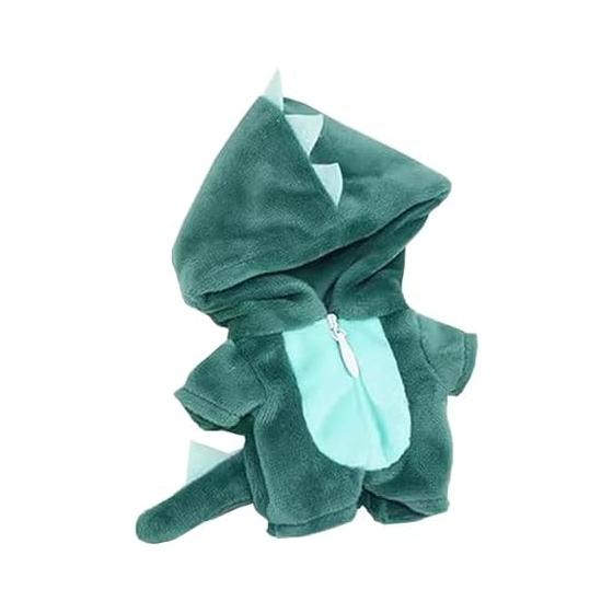 niannyyhouse 10cm stuffed toy clothes dinosaur shark jumpsuit coverall dress-up cotton doll accessories (green)