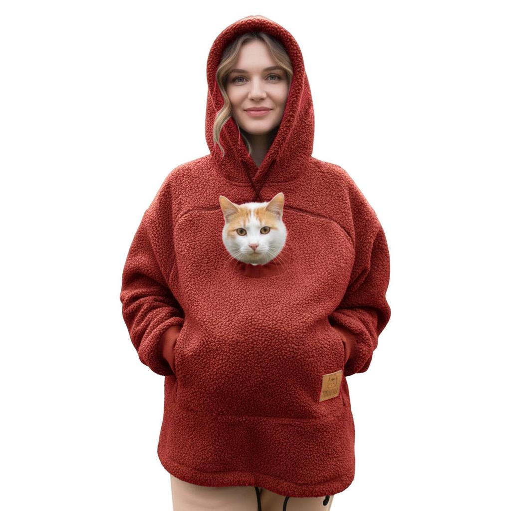 Felpa con cappuccio abbinata in pelle di agnello per uomo e donna, autunno e inverno, vestibilità ampia e casual, calda e confortevole.