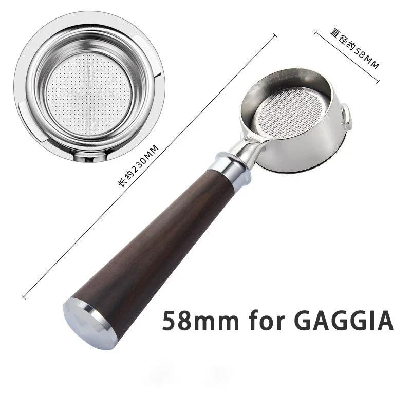 Filtro da 58 mm per Macchina da Caffè GAGGIA Portafiltro Senza Fondo per Caffè Espresso Casalingo Manico in Legno Massello Strumento Universale da Barista