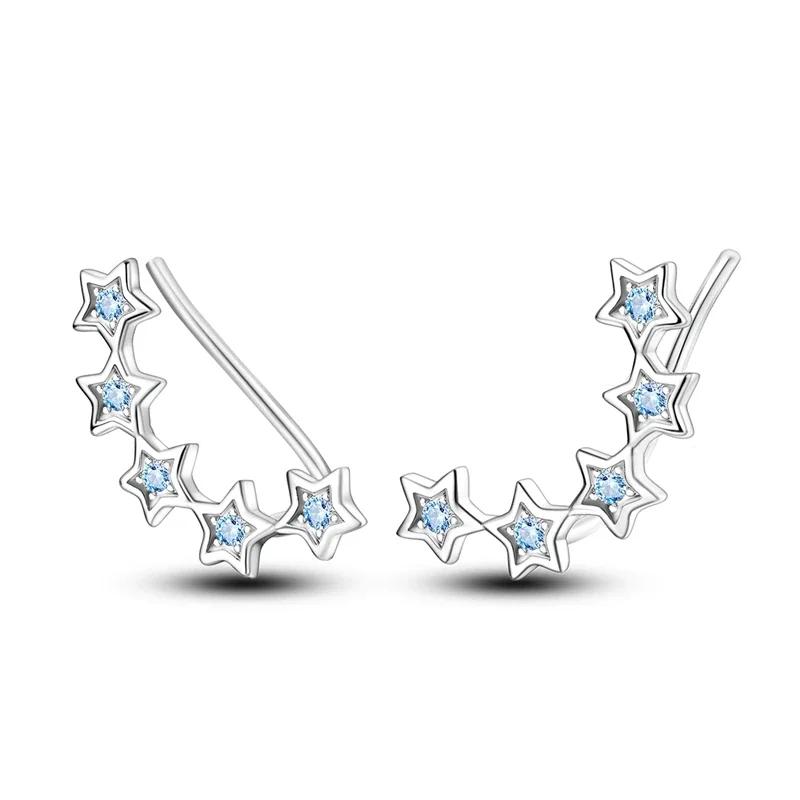 Shining Blue Zircon Owl Earrings Copper Evil Eyes Earrings For Women Wedding Engagement Planet Moon Star Zirconia Jewelry