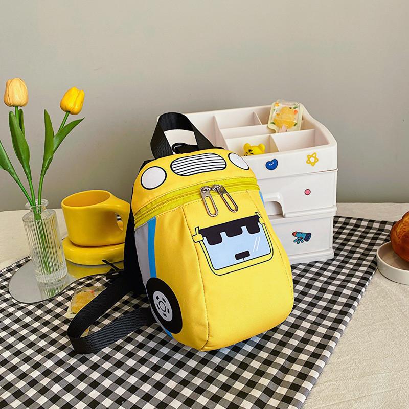 Adorable Korean Style Cartoon Car Kids Backpack For Boys And Girls With Durable Nylon Material