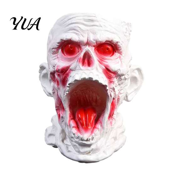 Horror Theme Stationery Holder Gothic Skull Pen Holder, Realistic Zombie Head Makeup Brush Organizer, Large Capacity Desktop Spooky Storage Container,