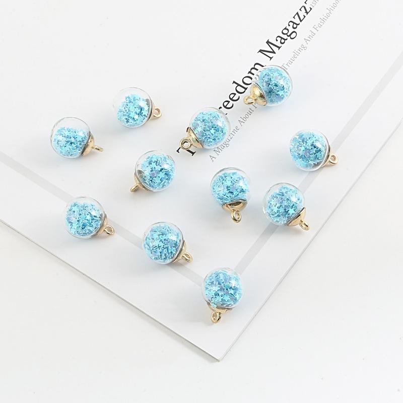 

10 шт/(пак) Подвески со звездами и блестками, прозрачный стеклянный шар, 16 мм, подвески, ремесленные изделия, ювелирные изделия ручной работы, сделай сам, для серег, ожерелья 10pcs/1pack синий