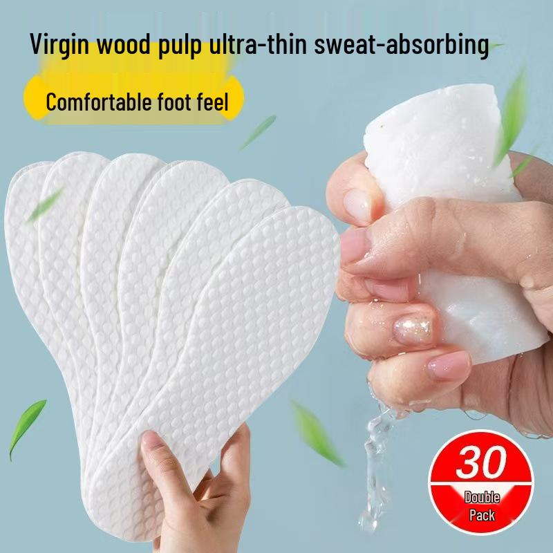 Atmungsaktive, geruchshemmende Einweg-Holzzellstoff-Einlegesohlen für Herren- und Damenschuhe – Ideal für den Sommer, rutschfest, schweißabsorbierend und für High Heels.