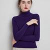 Women's High Neck Ribbed Wool Sweater - Slim Fit, Thicken Knitted Pullover for Autumn/Winter 2025