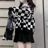 Women's Trendy Checkerboard Soft Loose Niche Sweater Cardigan for Autumn & Winter